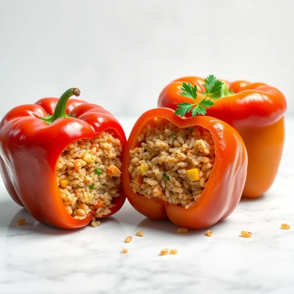 Stuffed Bell Peppers with Brown Rice (Whole Grain Goodness)