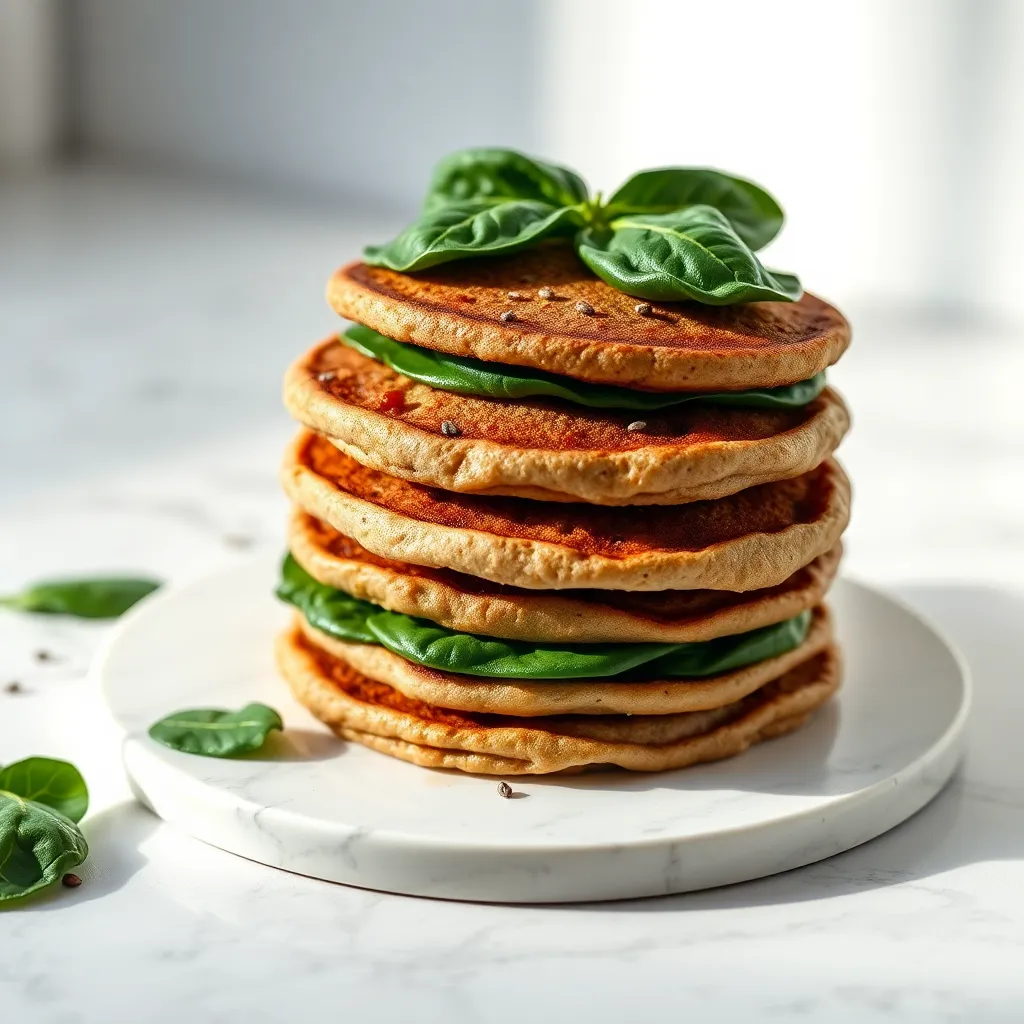 Spinach and Chia Seed Pancakes (Fiber-Rich Breakfast)