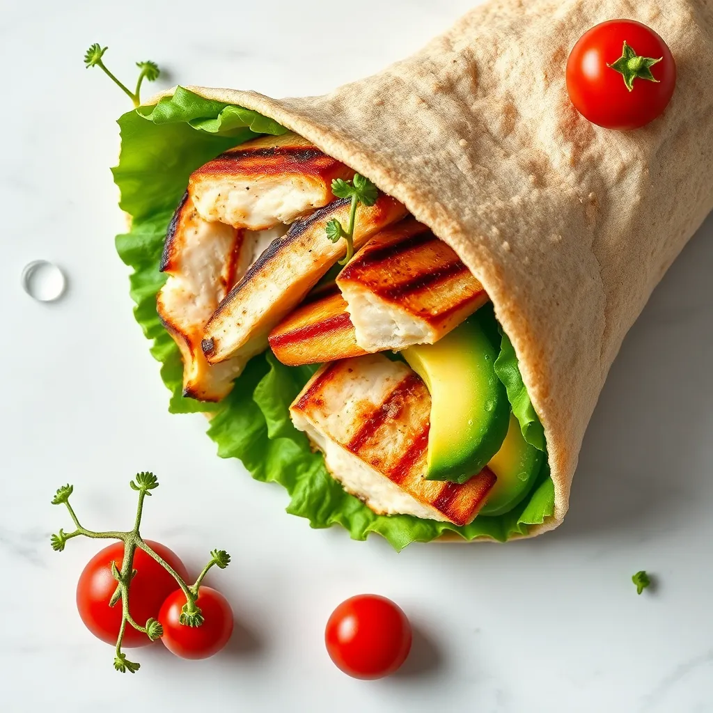 Grilled Chicken and Avocado Wrap (Healthy Fats and Protein)