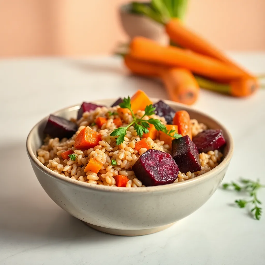 Warm Farro and Roasted Root Vegetable Bowl (Fiber-Filled Supper)